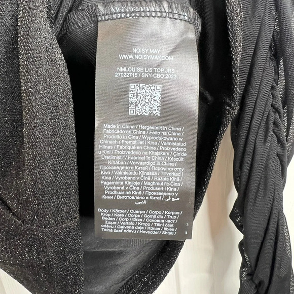 Noisy May Women's Black Glitter Mesh Long Sheer Sleeve Party Top Size XS - Picture 7 of 12